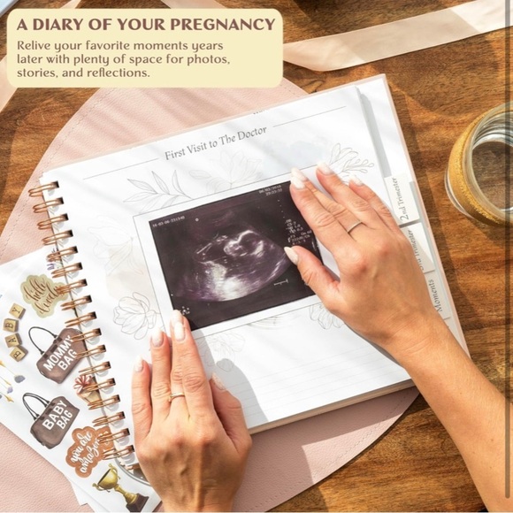 Pregnancy Journal & Memory Book Great First Time Mom Gift Keepsake Rose Gold NIP - Picture 4 of 16
